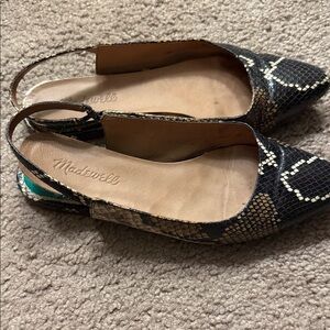 Madewell Black and Tan Snakeskin Loafers
